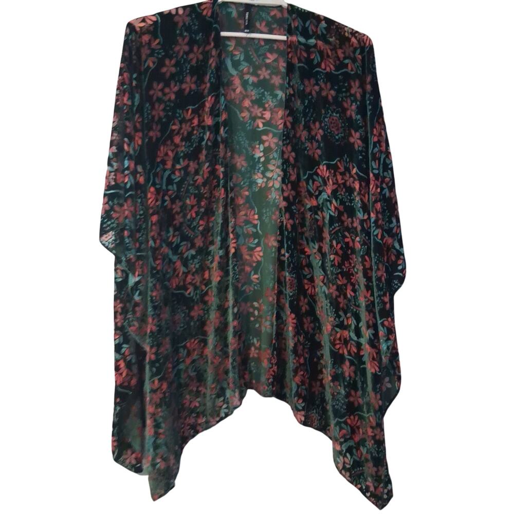 Torrid plus size burn out ruana kimono womens one size velvet green